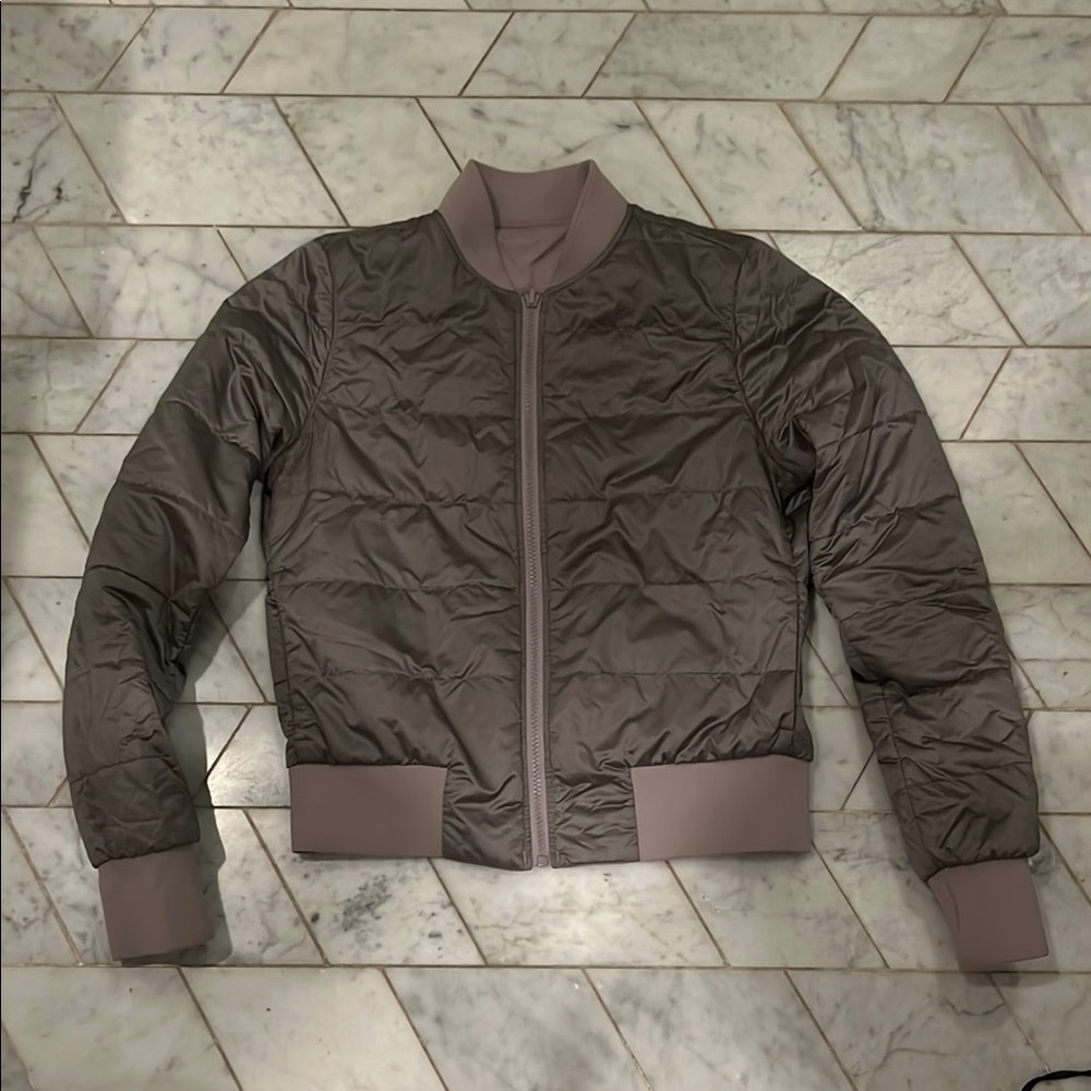 Lululemon Gray Quilted Bomber Jacket